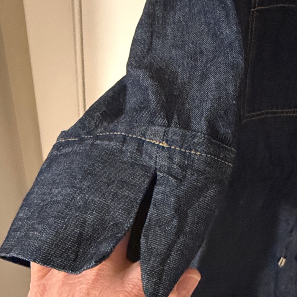 Zara Drawstring Waist Denim Utility Shirt Safari Style 3/4 Sleeve Size XS - Picture 6 of 7